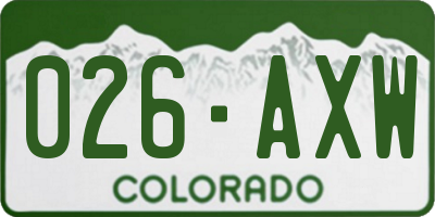 CO license plate 026AXW