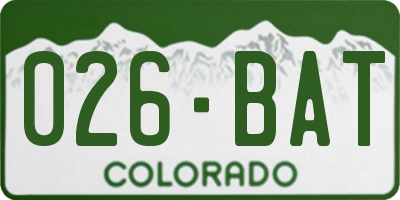 CO license plate 026BAT