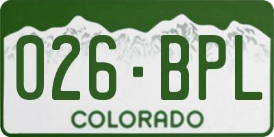 CO license plate 026BPL