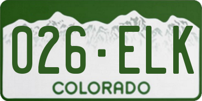 CO license plate 026ELK