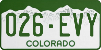CO license plate 026EVY