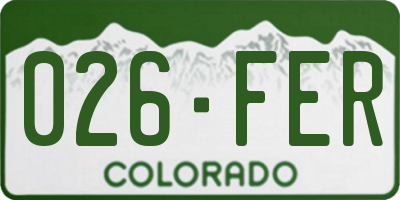 CO license plate 026FER