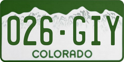 CO license plate 026GIY