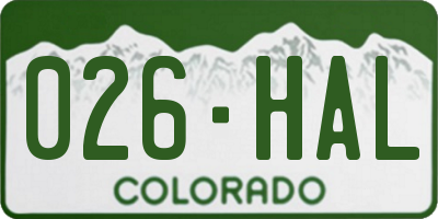 CO license plate 026HAL