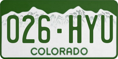 CO license plate 026HYU