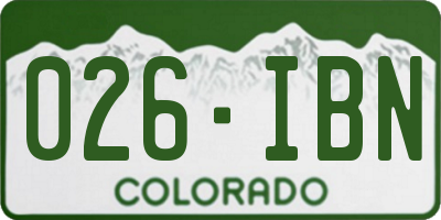 CO license plate 026IBN