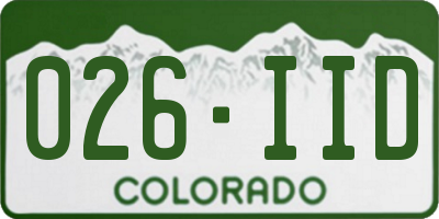 CO license plate 026IID