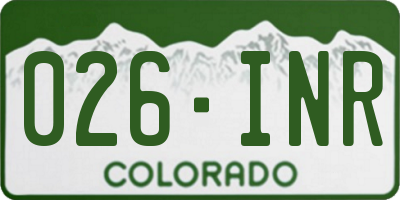 CO license plate 026INR