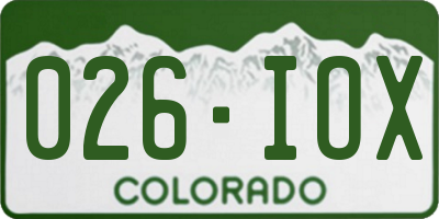 CO license plate 026IOX