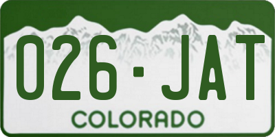 CO license plate 026JAT