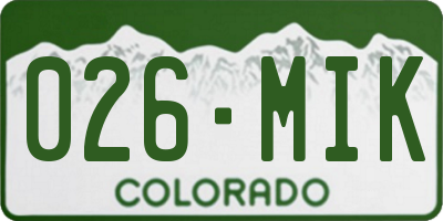 CO license plate 026MIK