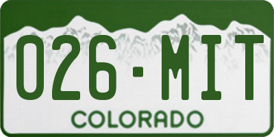 CO license plate 026MIT