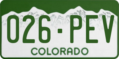 CO license plate 026PEV