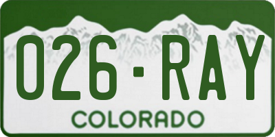 CO license plate 026RAY