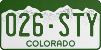 CO license plate 026STY