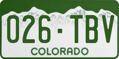 CO license plate 026TBV