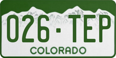 CO license plate 026TEP