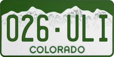 CO license plate 026ULI