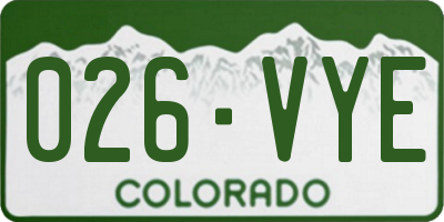 CO license plate 026VYE