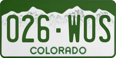 CO license plate 026WOS