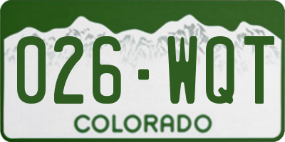 CO license plate 026WQT