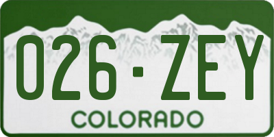 CO license plate 026ZEY