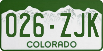 CO license plate 026ZJK