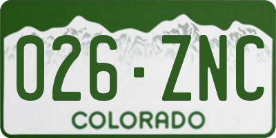 CO license plate 026ZNC