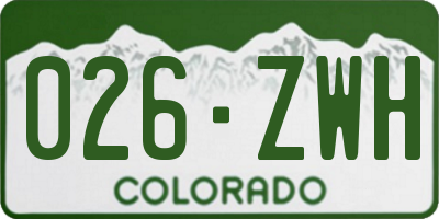CO license plate 026ZWH