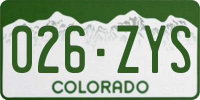 CO license plate 026ZYS