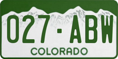 CO license plate 027ABW