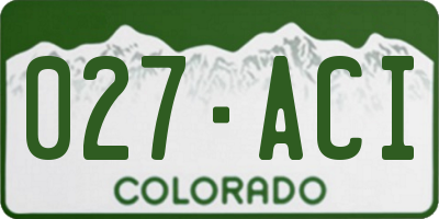 CO license plate 027ACI