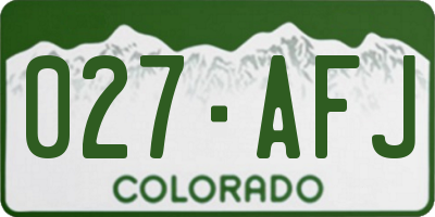 CO license plate 027AFJ