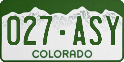CO license plate 027ASY