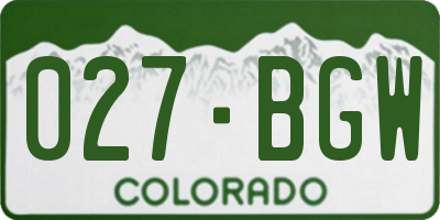 CO license plate 027BGW