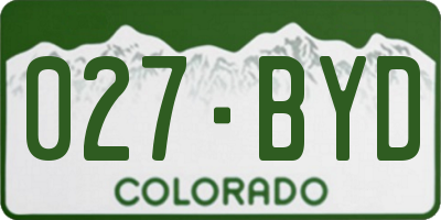 CO license plate 027BYD
