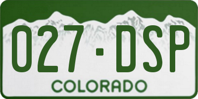 CO license plate 027DSP