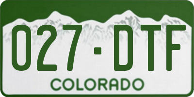 CO license plate 027DTF