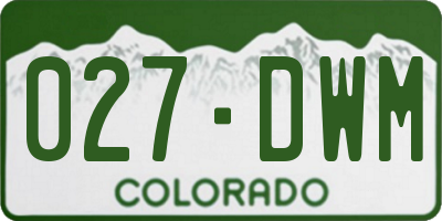 CO license plate 027DWM