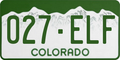 CO license plate 027ELF