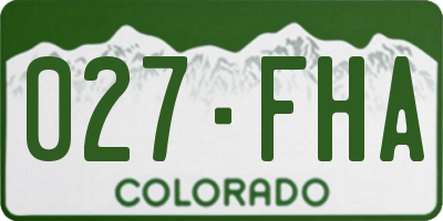 CO license plate 027FHA