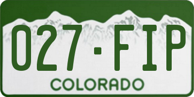CO license plate 027FIP