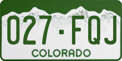 CO license plate 027FQJ