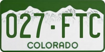 CO license plate 027FTC