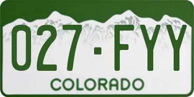 CO license plate 027FYY