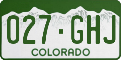 CO license plate 027GHJ