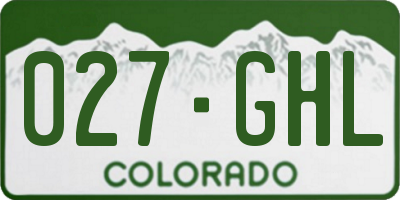 CO license plate 027GHL
