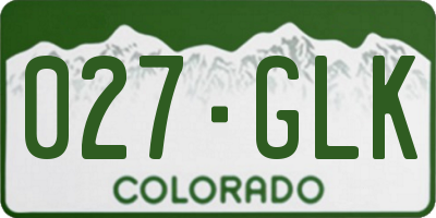 CO license plate 027GLK