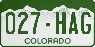 CO license plate 027HAG