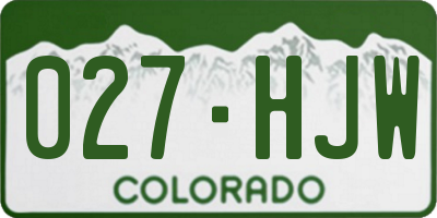 CO license plate 027HJW
